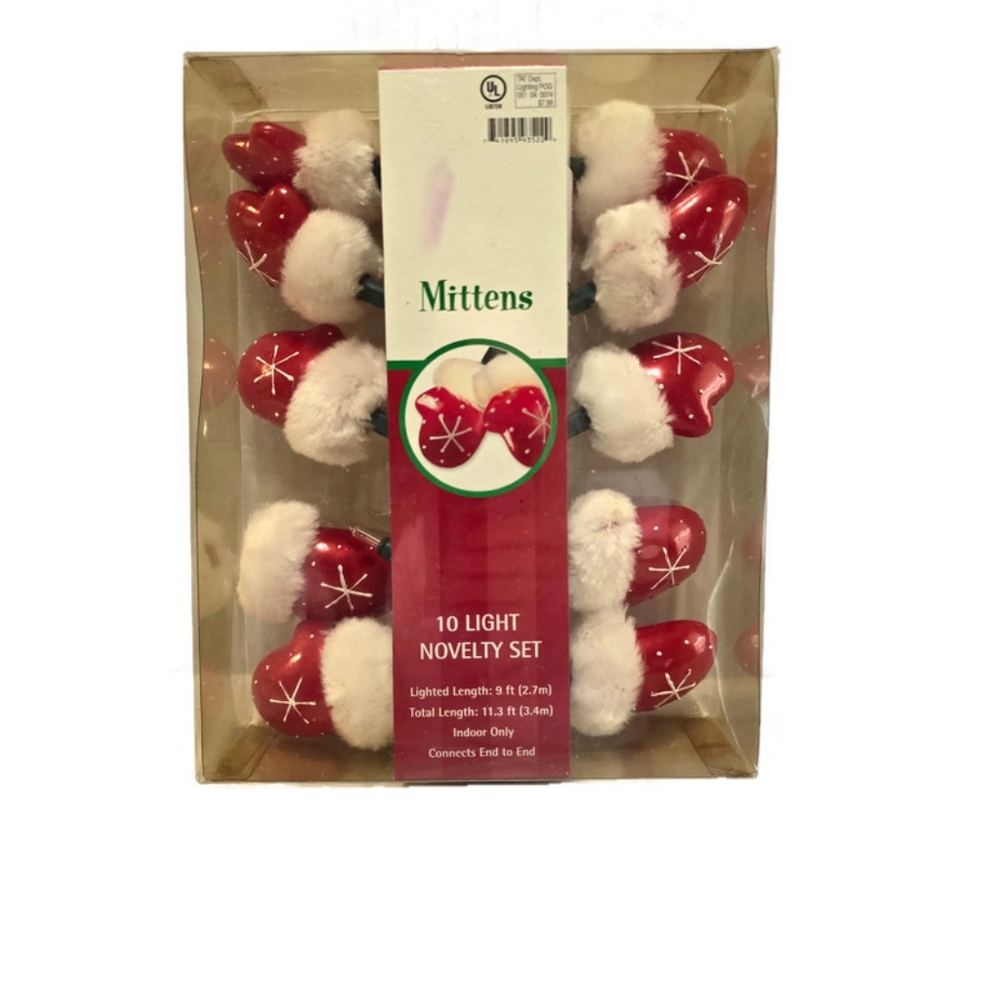 New Santa Red Mittens 10 Light Set Novelty Christmas Lights, 2004,